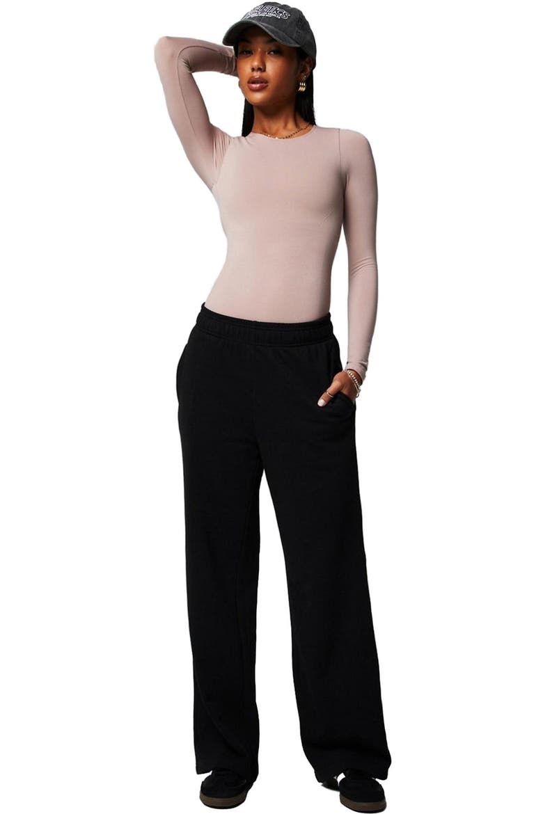 Women's Year Round Terry Wide Leg Sweatpant, Alternate, color, Black