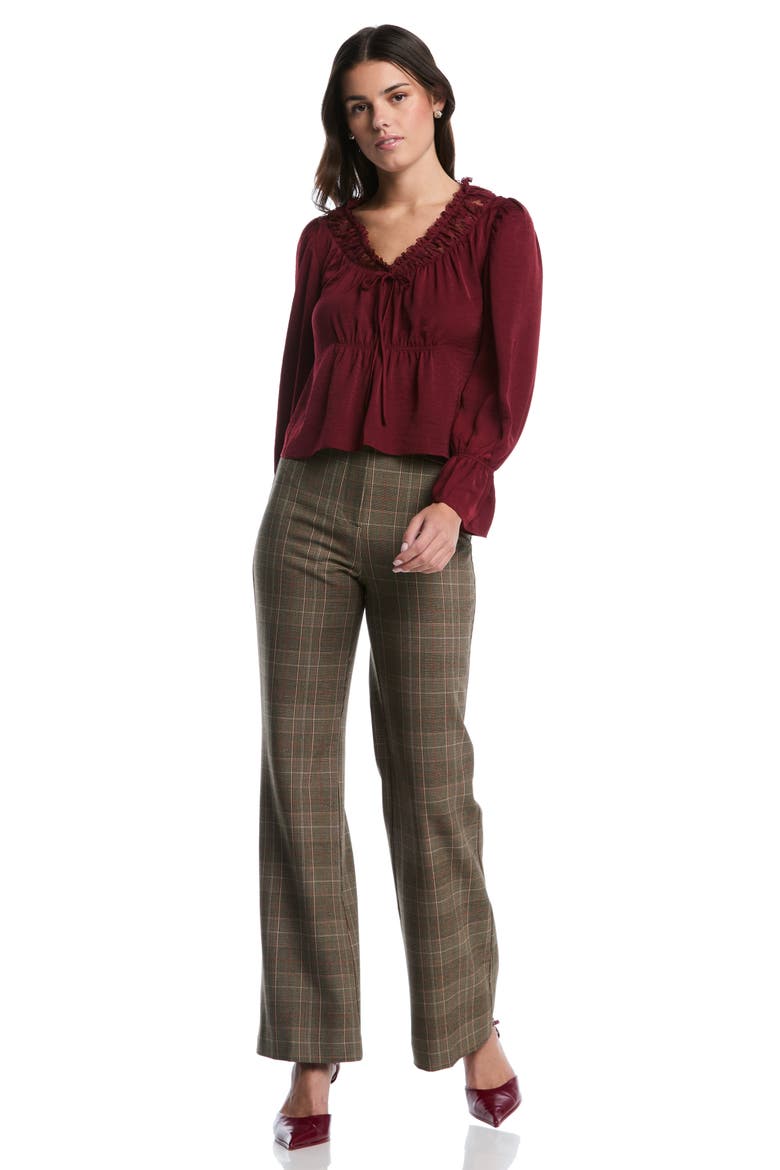 Lace Trimmed Empire Waist Cropped Top, Alternate, color, POMERGRANTE