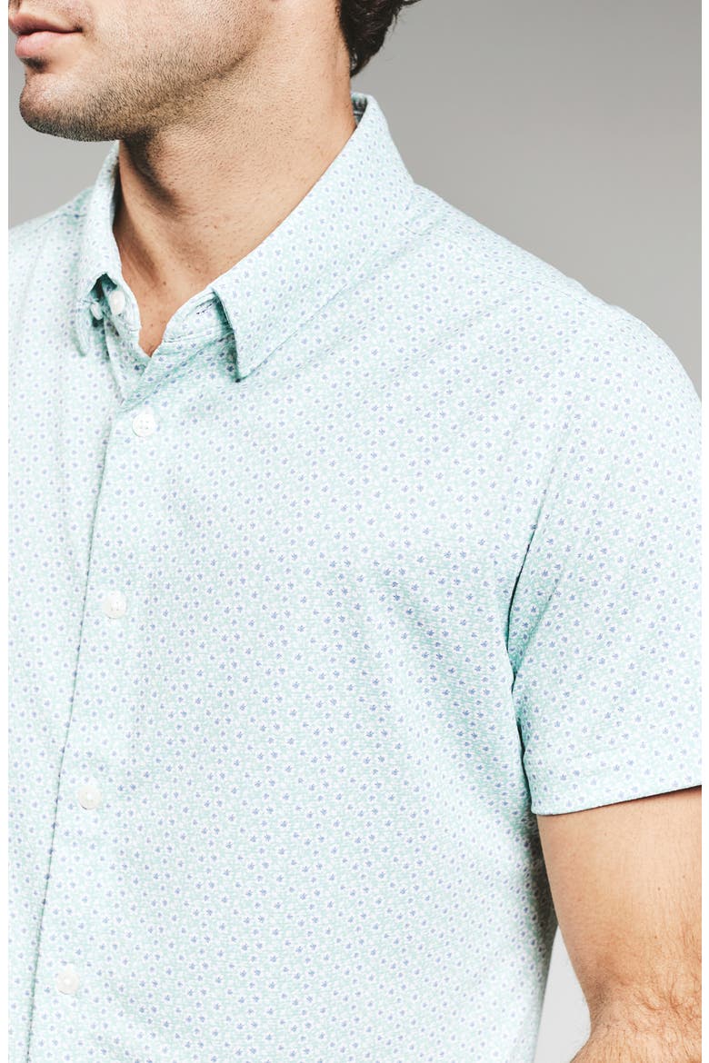 Riley Floral Short Sleeve Performance Button-Up Shirt, Alternate, color, MINT