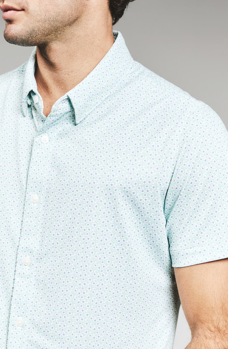 7 Diamonds Riley Floral Short Sleeve Performance Button-Up Shirt, Alternate, color, Mint