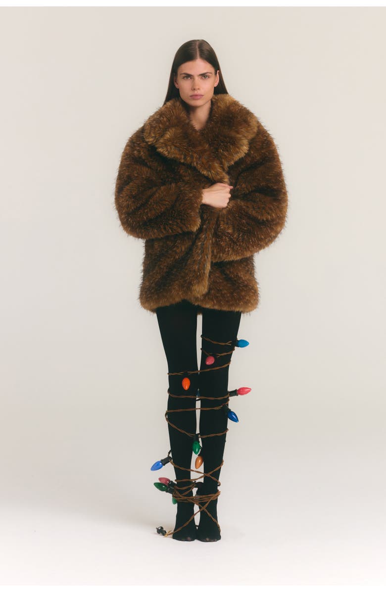 SIMONMILLER Knox Faux Fur Coat, Alternate, color, Tawny