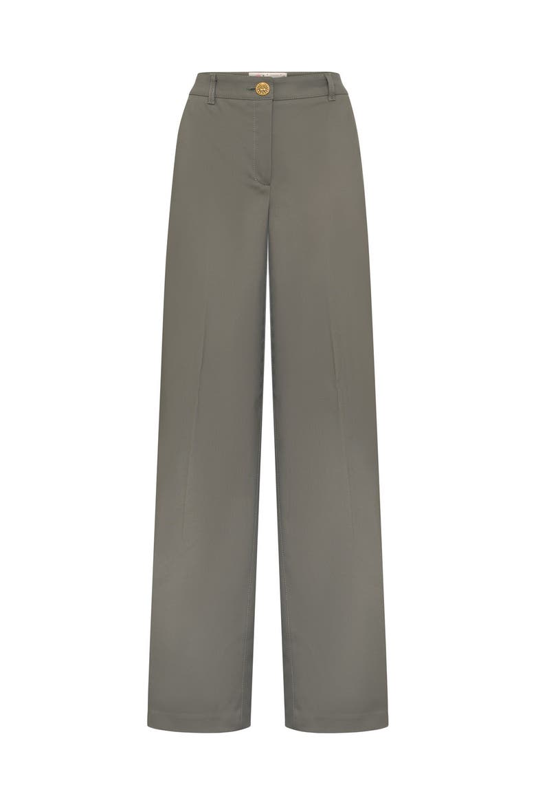 Cotton Stretch Wide Leg Trousers, Alternate, color, Khaki