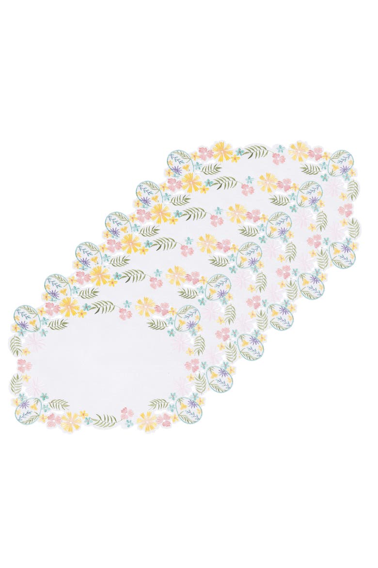 Elegant Easter Egg Cutwork Shaped Set of 6 Placemats 13" x 19", Main, color, Blue