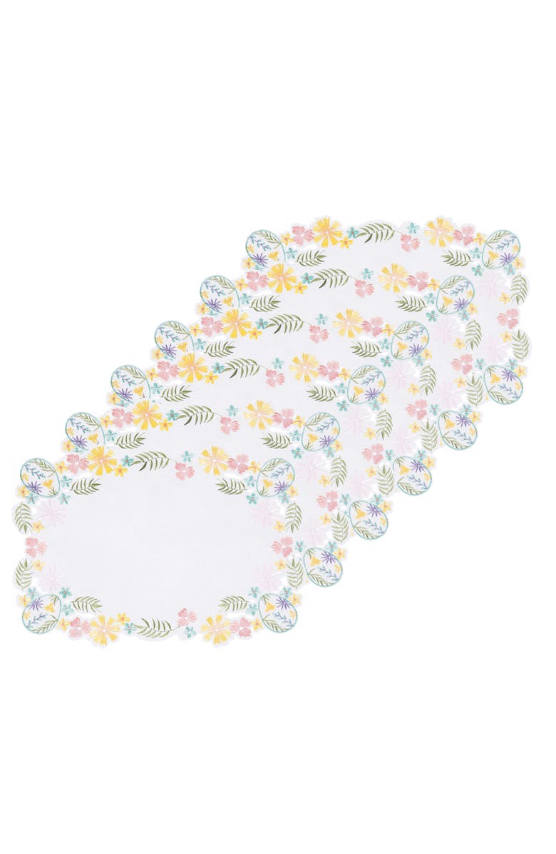 C&F Home Elegant Easter Egg Cutwork Shaped Set of 6 Placemats 13" x 19", Main, color, Blue