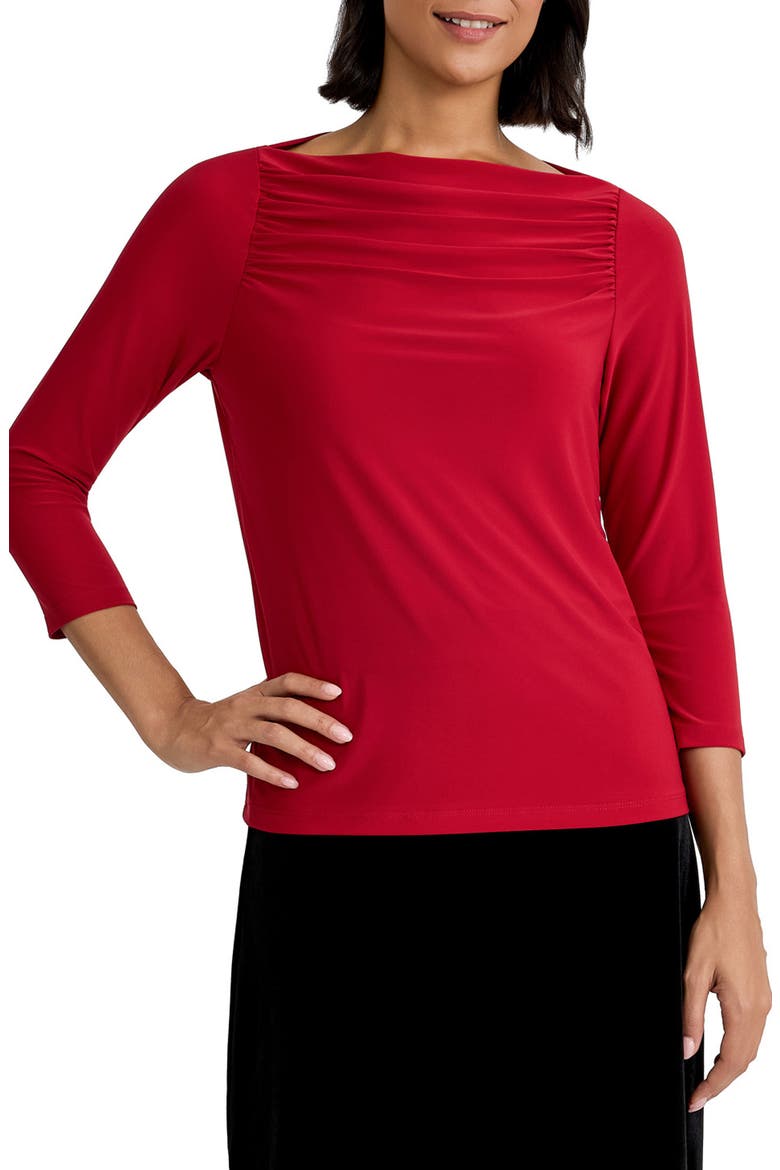Cowl Neck Jersey Top, Main, color, FIRE RED