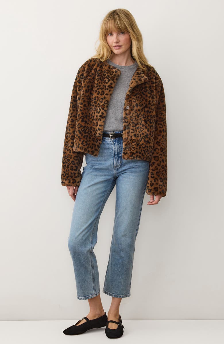 Marine Layer Tessa Leopard Faux Fur Jacket, Alternate, color,