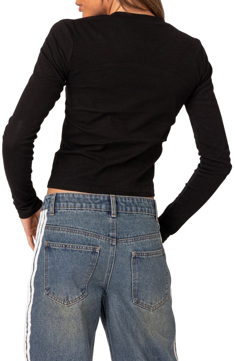 EDIKTED Disco Girl Long Sleeve Graphic T-Shirt, Alternate, color, Black