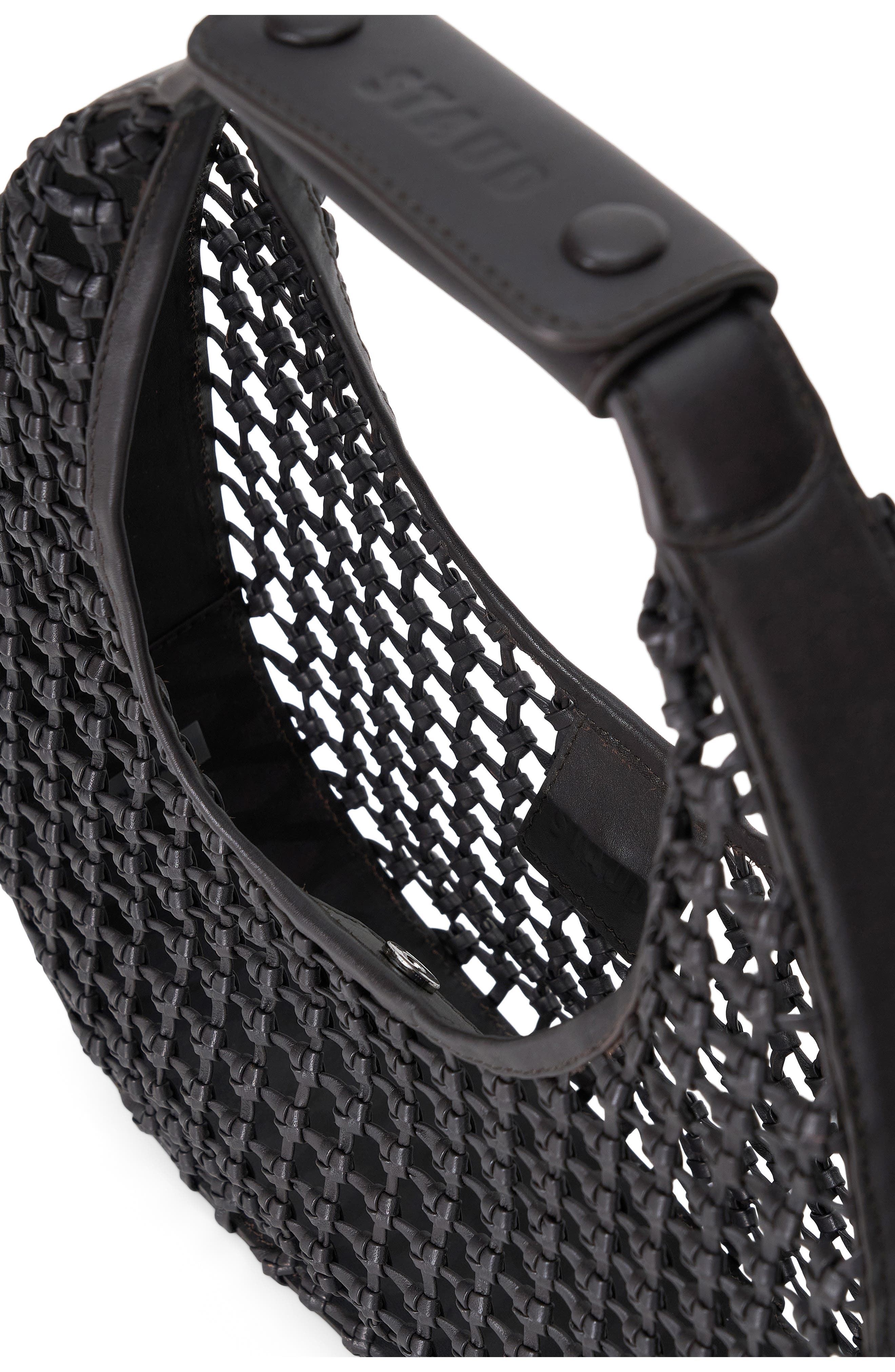 STAUD Moon Hand Knotted Leather Bag, Alternate, color, Espresso