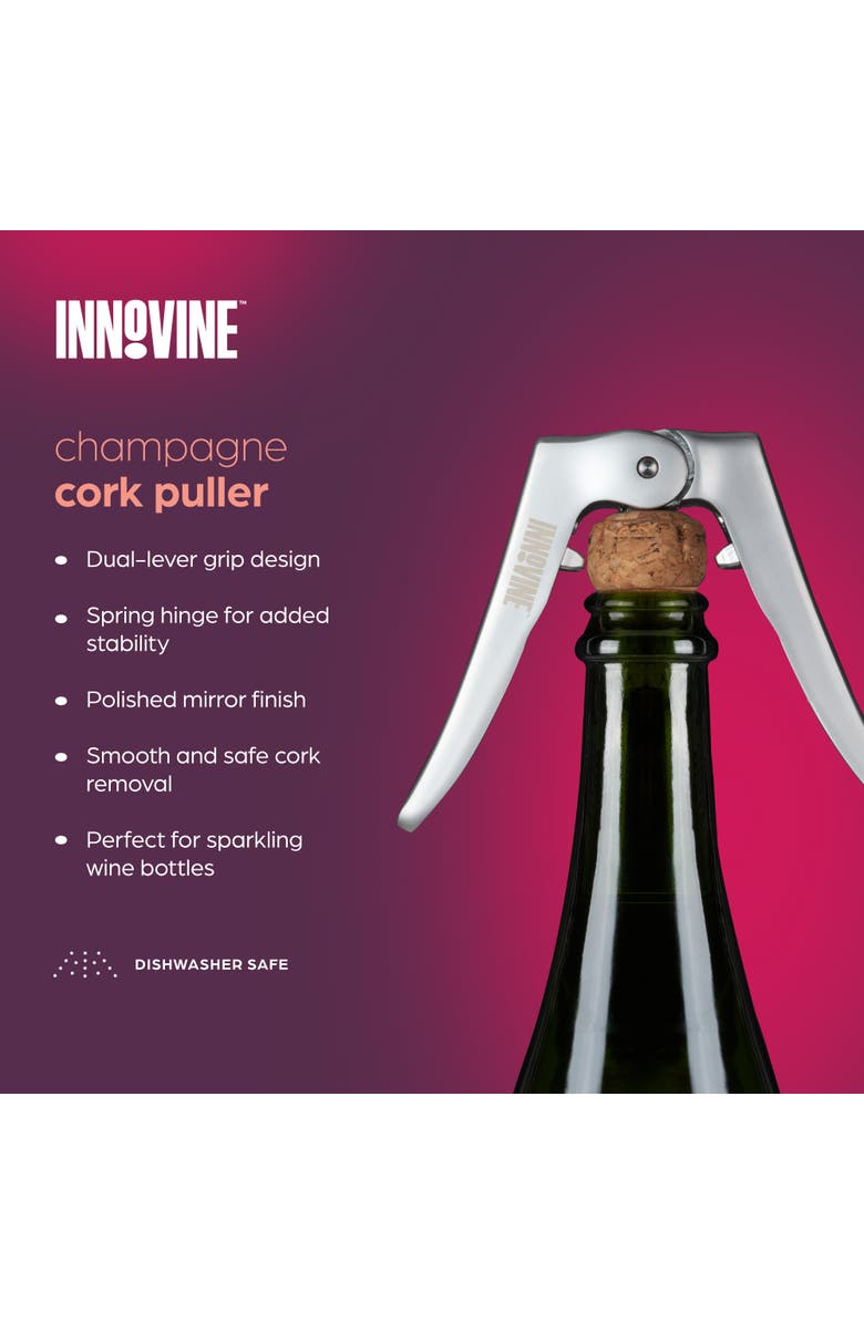Innovine Champagne Cork Puller, Alternate, color, Silver