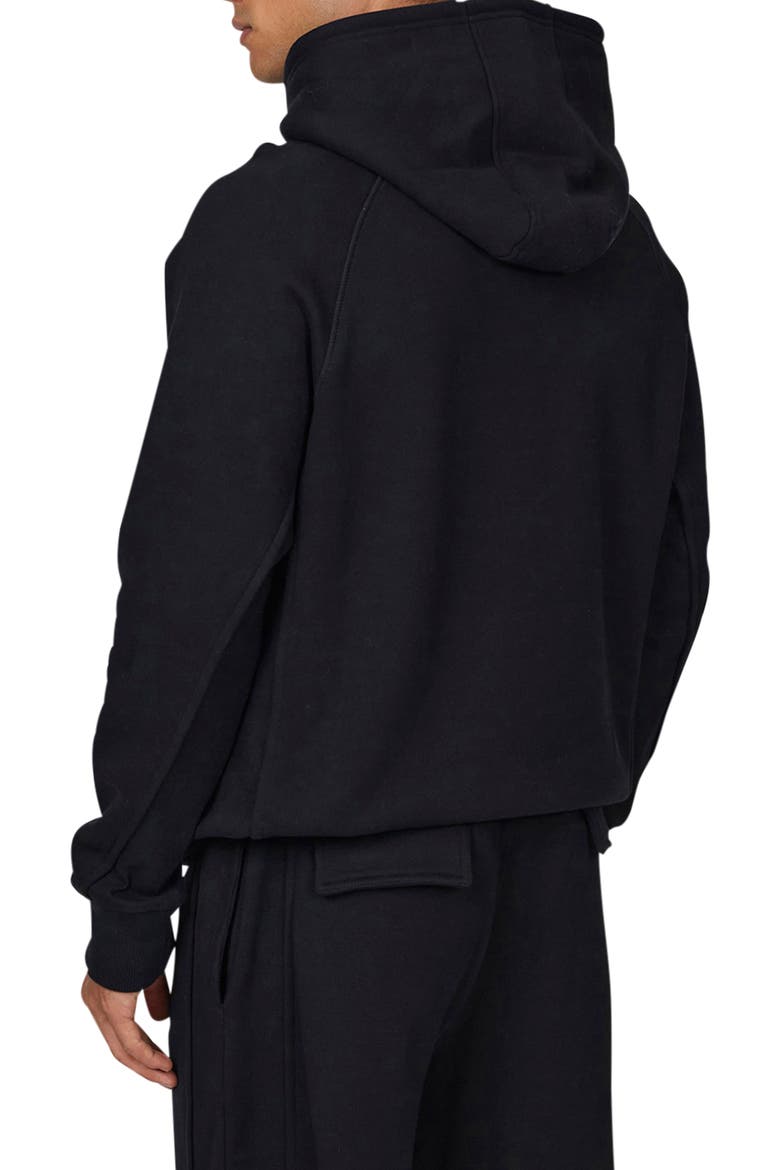 Ribbed Emblem Pullover Hoodie, Alternate, color, Black
