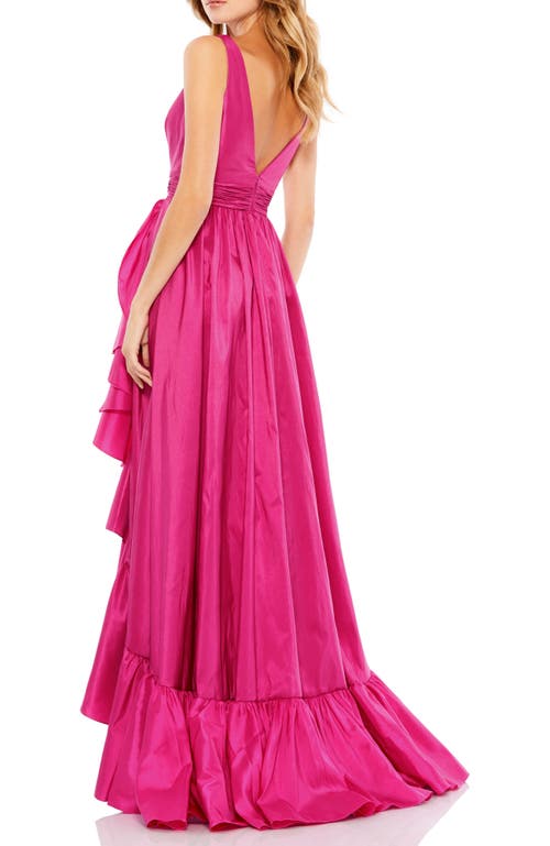 Mac Duggal Faux Wrap Tier Gown In Magenta