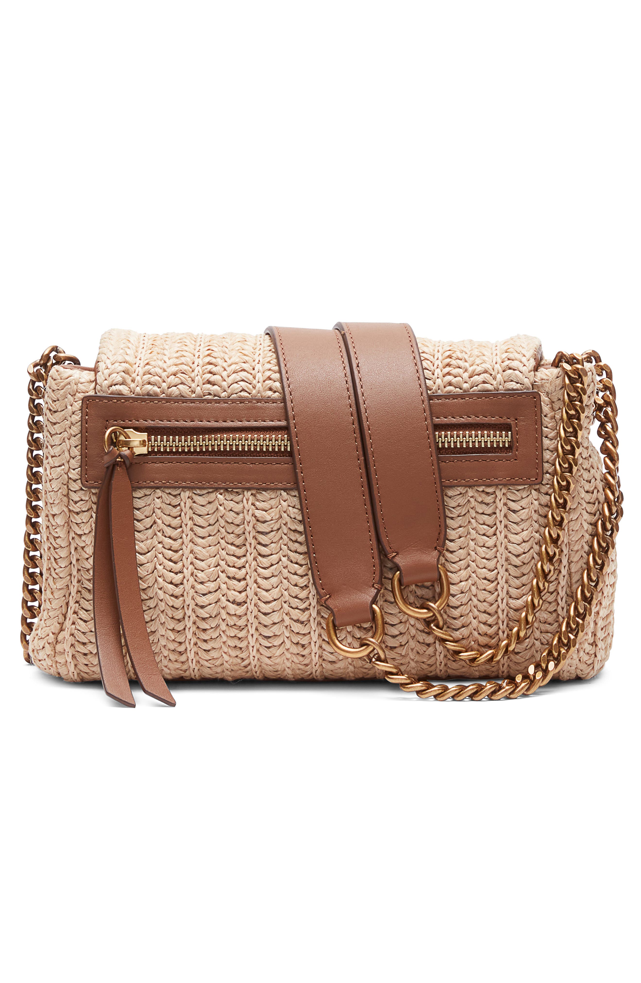 rag & bone Small Chelsea Straw Flap Crossbody Bag, Alternate, color, Natural