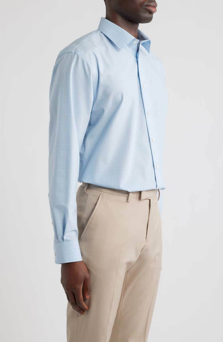 Nordstrom Bryston Signature Trim Fit Windowpane Check Dress Shirt, Alternate, color, Blue Bryston Plaid