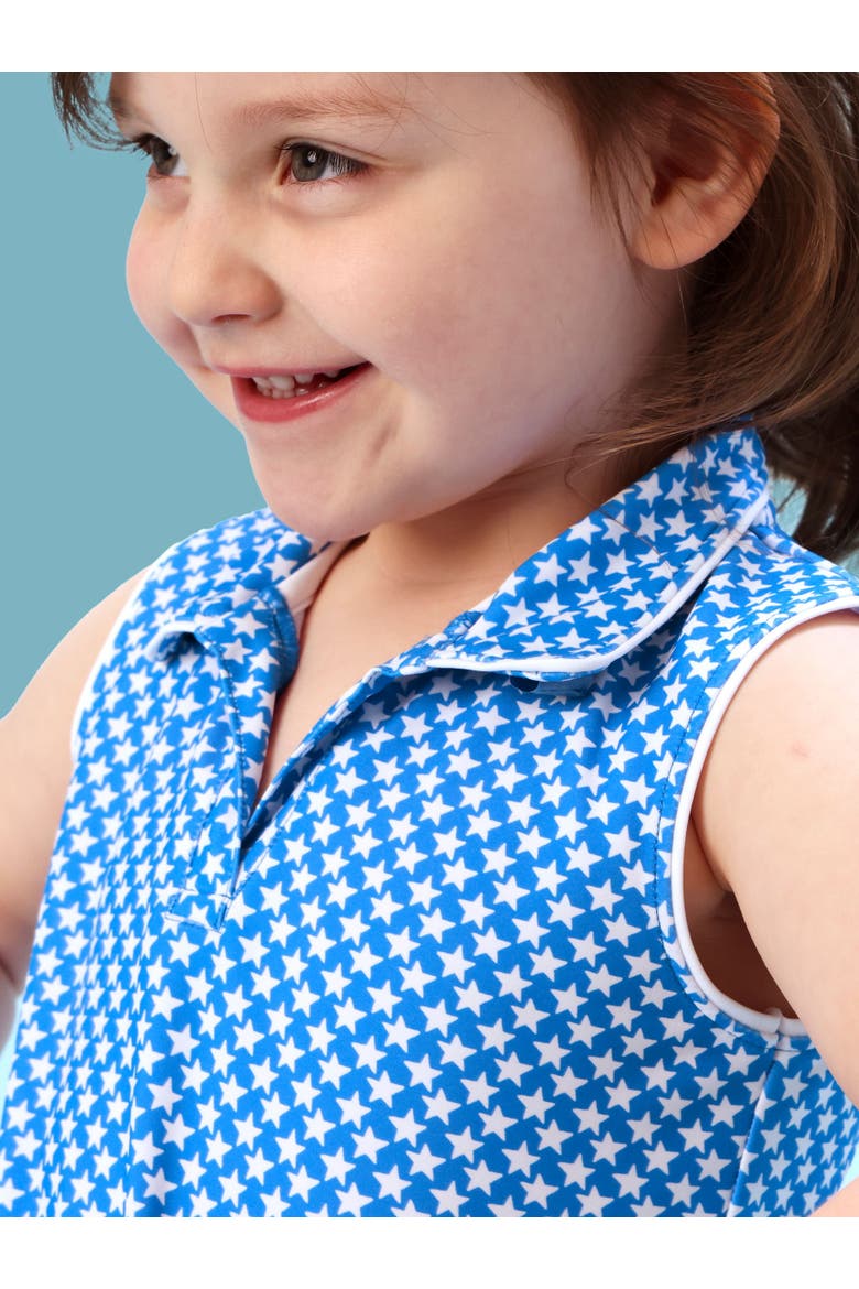 UPF50+ Sleeveless Polo Active Top, Alternate, color, Tiny Blue Stars