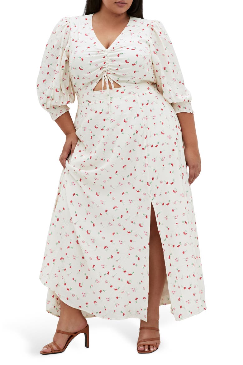 Jolene Floral Maxi Dress, Main, color, IVORY BLISS