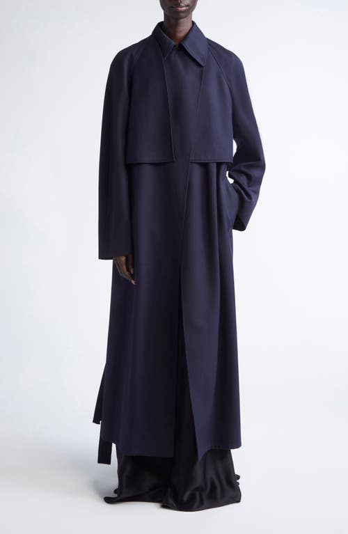 FFORME Lennox Belted Pleated Trench Coat with Detachable Sleeves in Navy  product