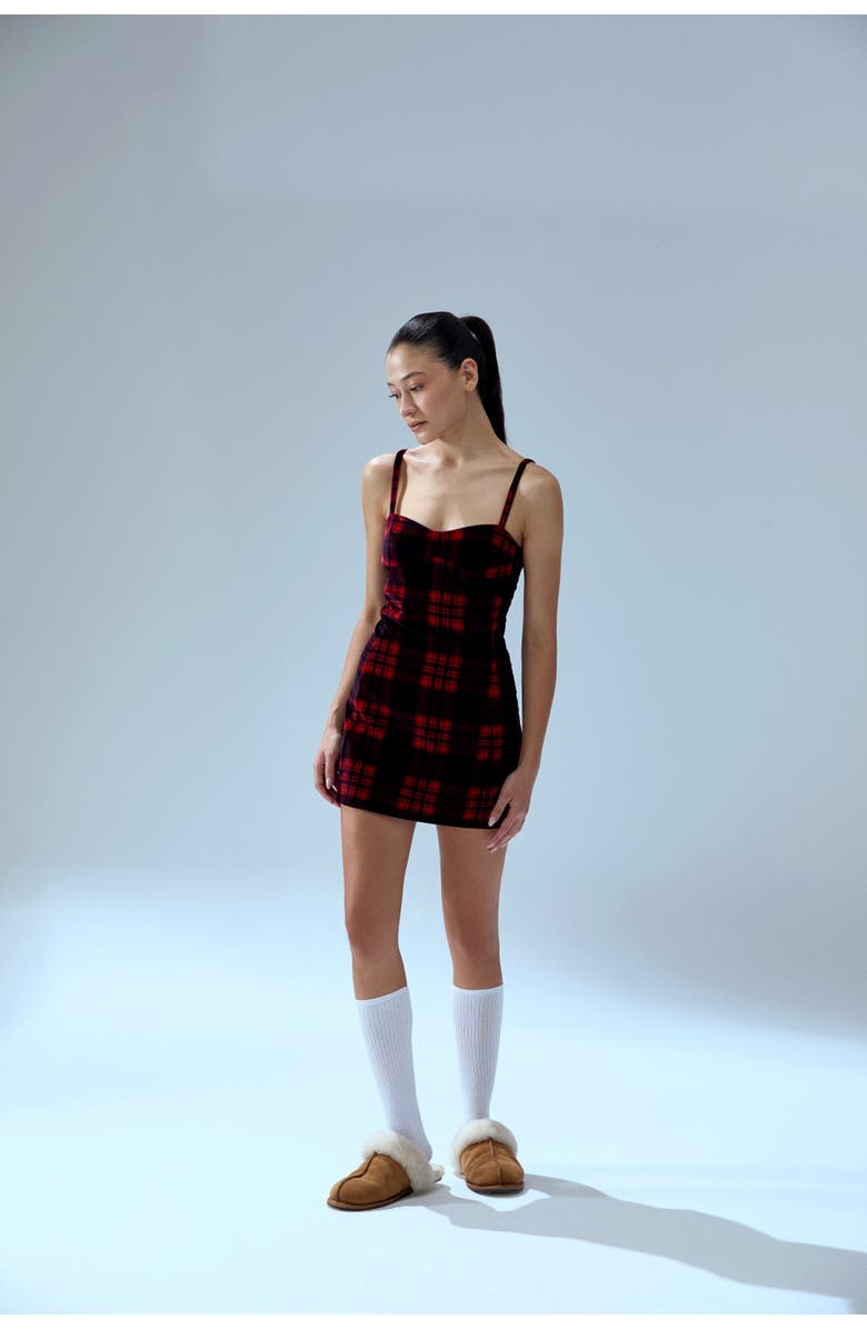 PCFG Pure Cotton Your *Itch Plaid Mini Dress, Alternate, color, Red