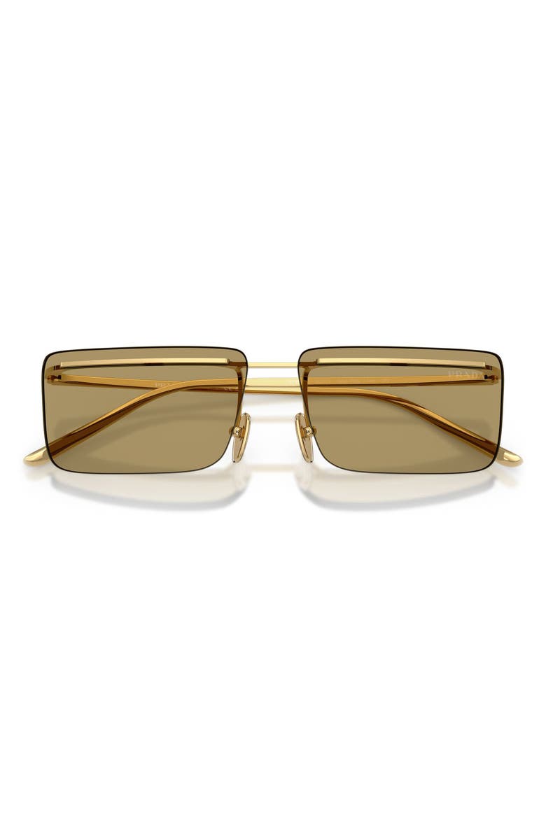 Prada 60mm Rectangular Sunglasses, Alternate, color, Gold / Green Olive