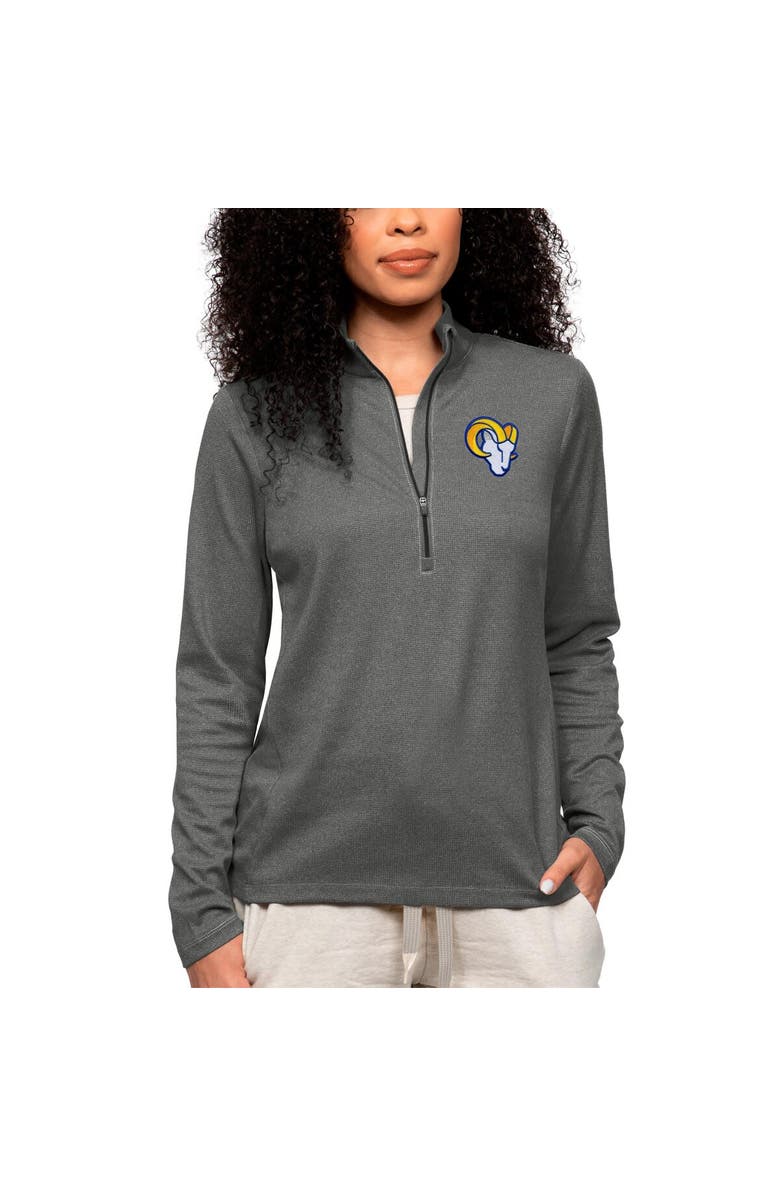 ANTIGUA Women's Antigua Heathered Charcoal Los Angeles Rams Epic Quarter-Zip Top, Main, color,