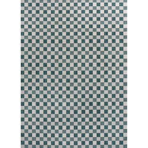 Jonathan Y Aimee Traditional Cottage Checkerboard Indoor/outdoor Area Rug In Turquoise/cream