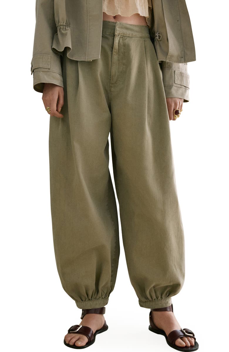 MANGO Souffle Balloon Jeans, Main, color, Khaki Green