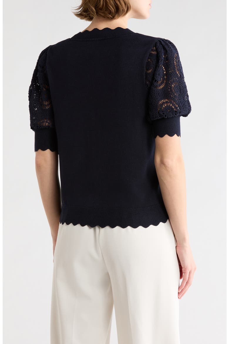 Crochet Sleeve Cardigan, Alternate, color, FOREVER NAVY