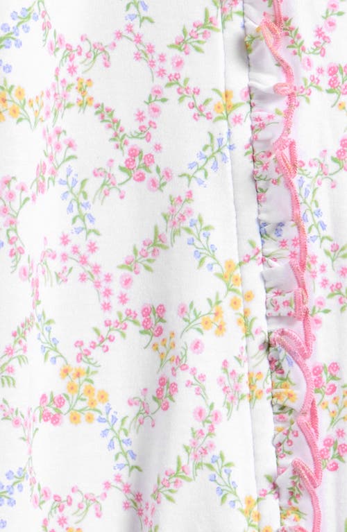 Kissy Kissy Floral Print Pima Cotton Zip Footie In Floral Multi