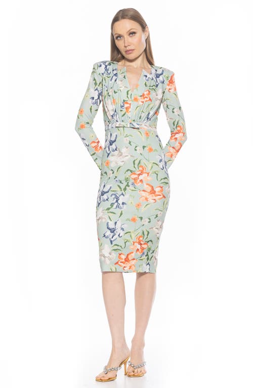 Alexia Admor Arleth V-neck Sheath Dress In Sage Floral