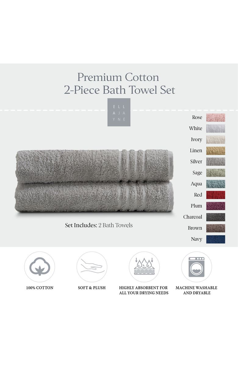 ELLA JAYNE HOME Solid Cotton 2-Piece Bath Towel Set, Alternate, color, Grey