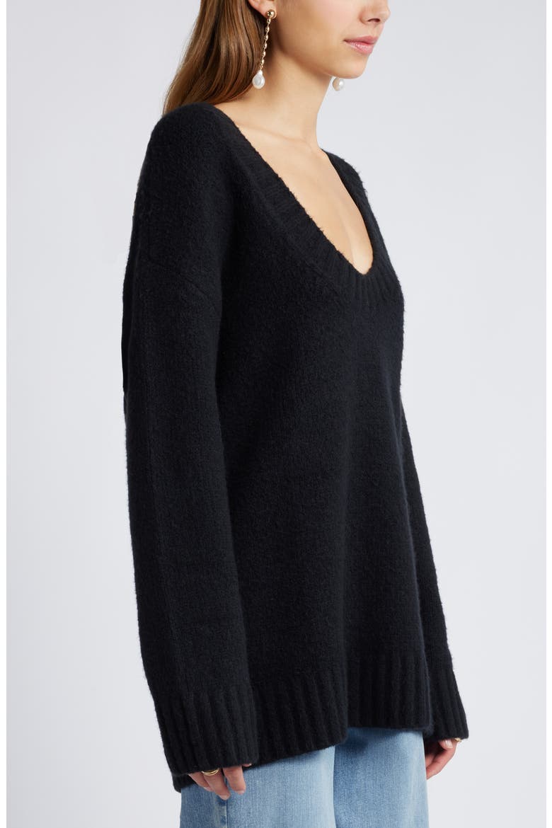 Oversize V-Neck Sweater, Alternate, color, BLACK
