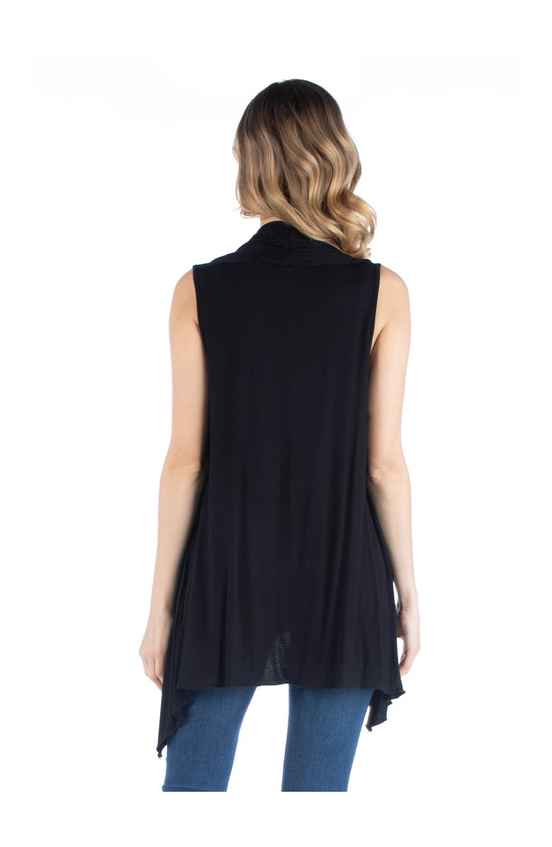 24seven Comfort Apparel Maternity Draped Open Front Sleeveless Cardigan, Alternate, color, Black