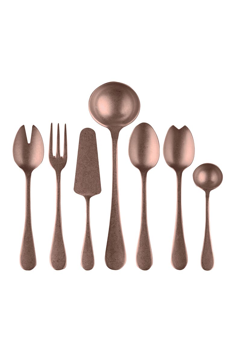 Pewter 7-Piece Place Serving Set, Main, color, ROSE GOLD