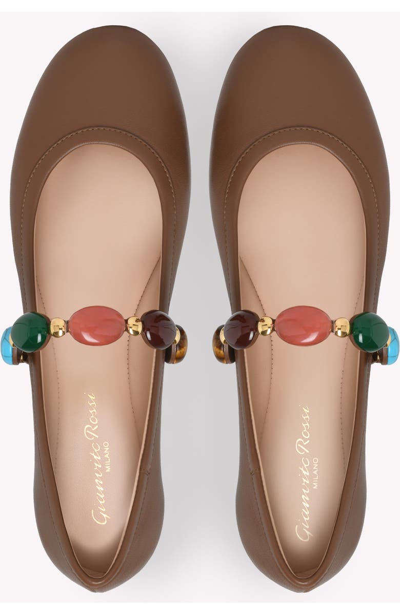 Gianvito Rossi Shanti Mary Jane Ballerina, Alternate, color, Brown Leather