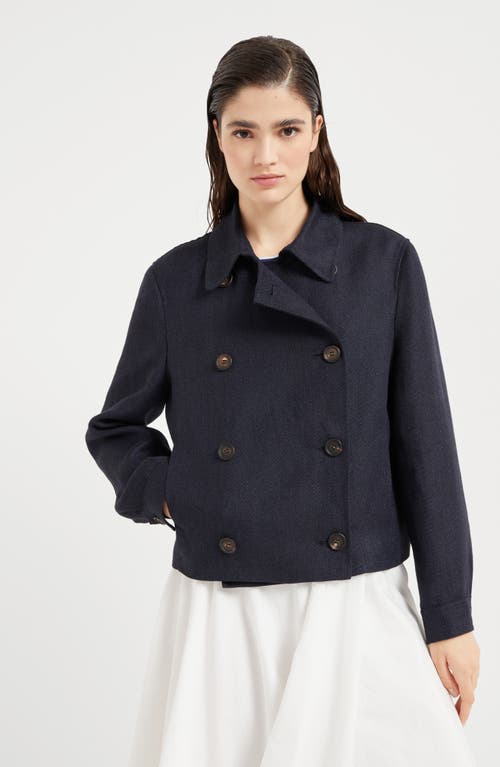 Brunello Cucinelli Monili-detail Caban Jacket In Navy Blue