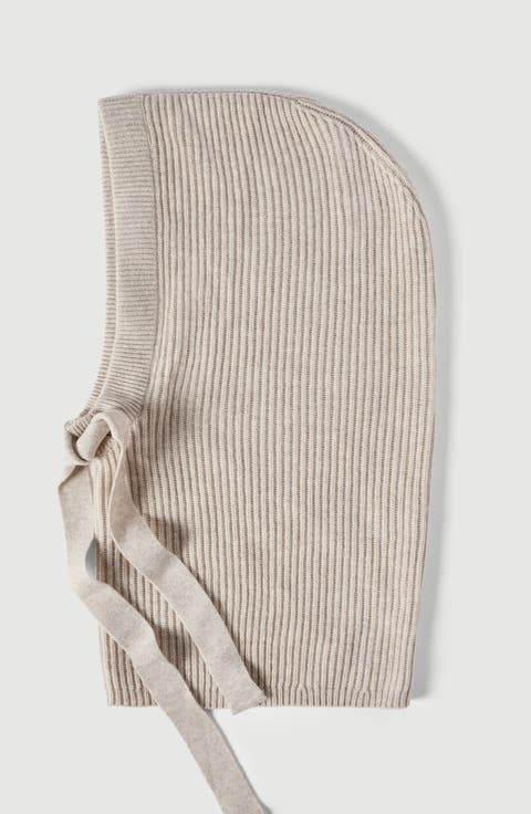 Cashmere English rib knit balaclava