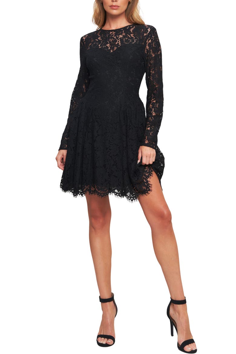 Lace Minidress, Main, color, BLACK