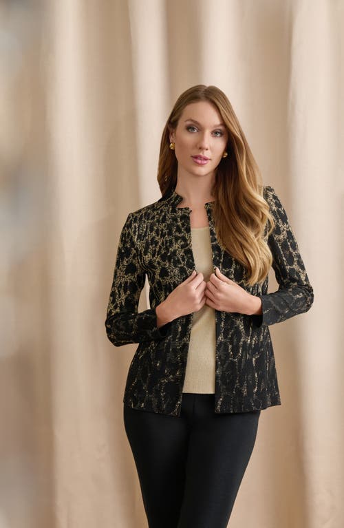 Ming Wang Metallic Leopard Jacquard Jacket In Black