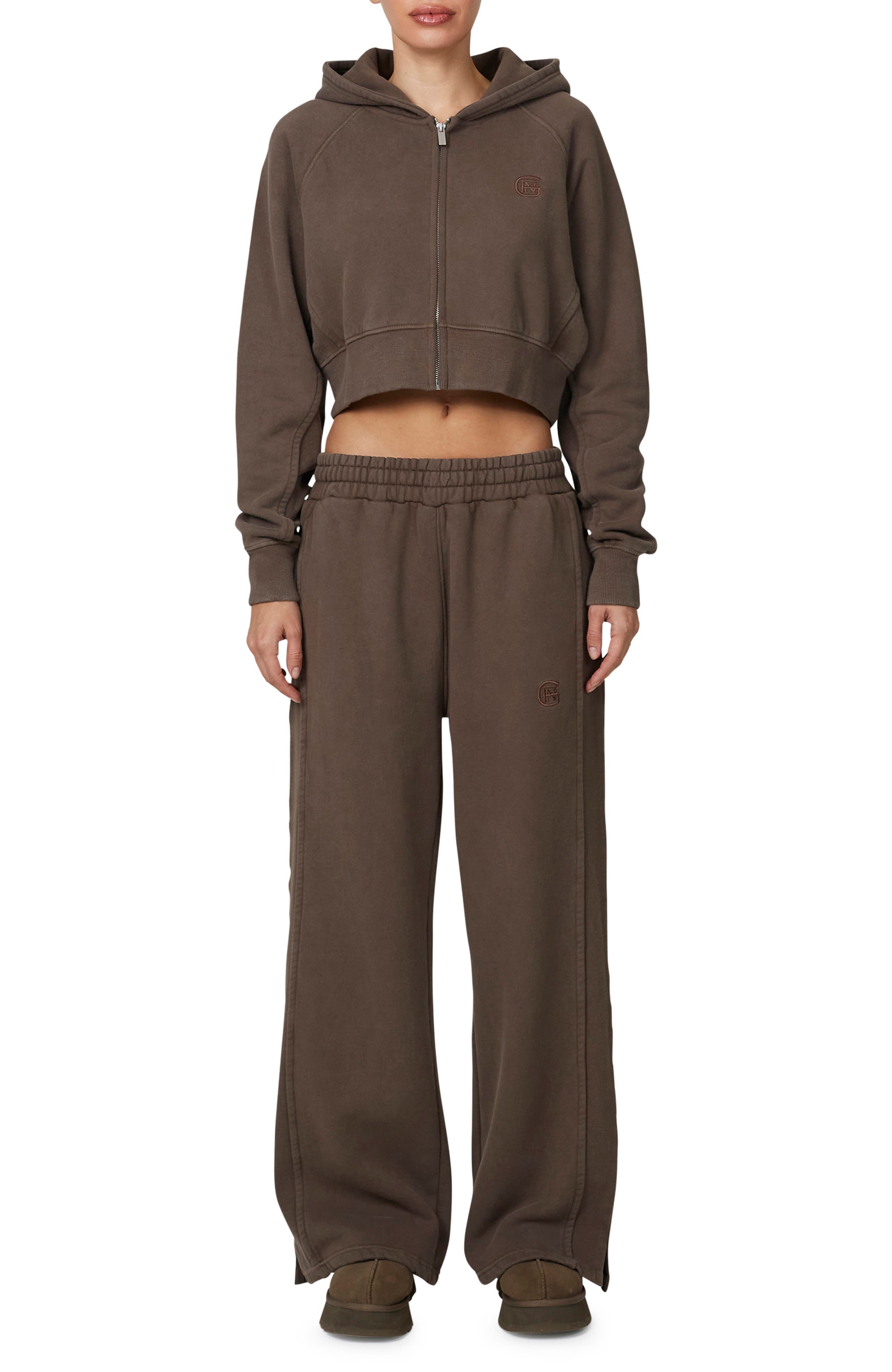 Ribbed Emblem Crop Zip Hoodie - image 2