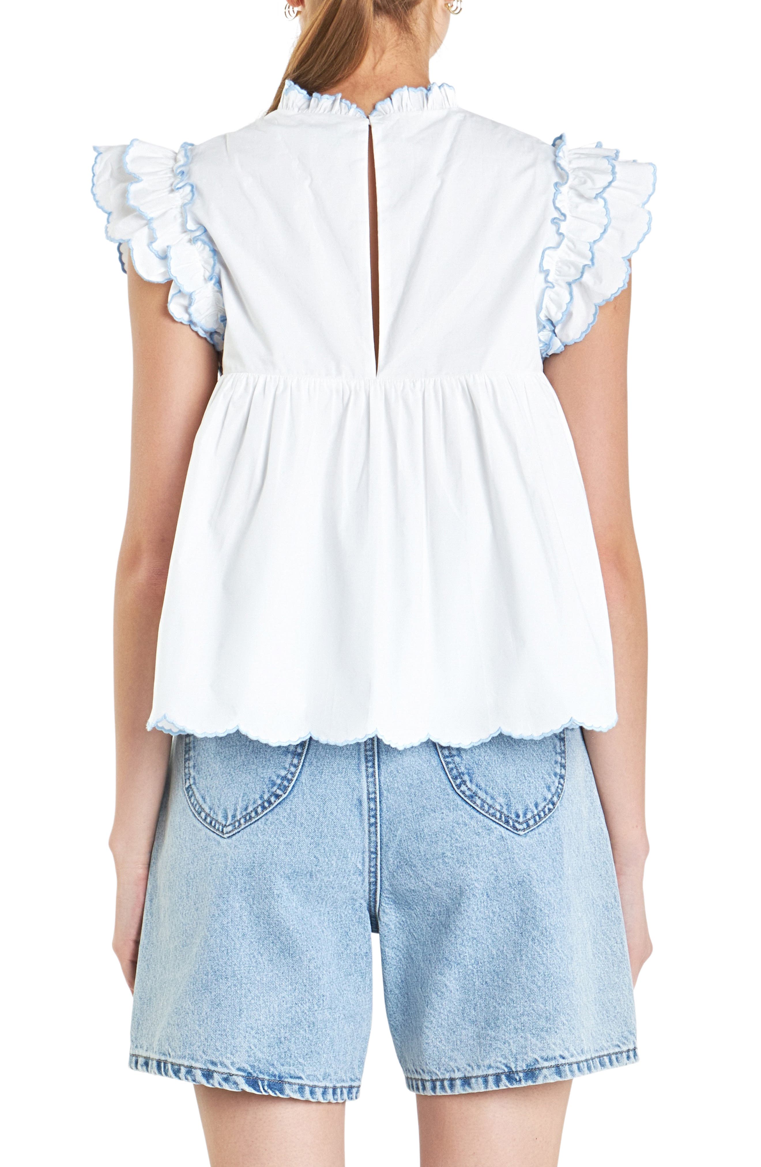 Scallop Ruffle Cotton Top (Women) | Nordstromrack