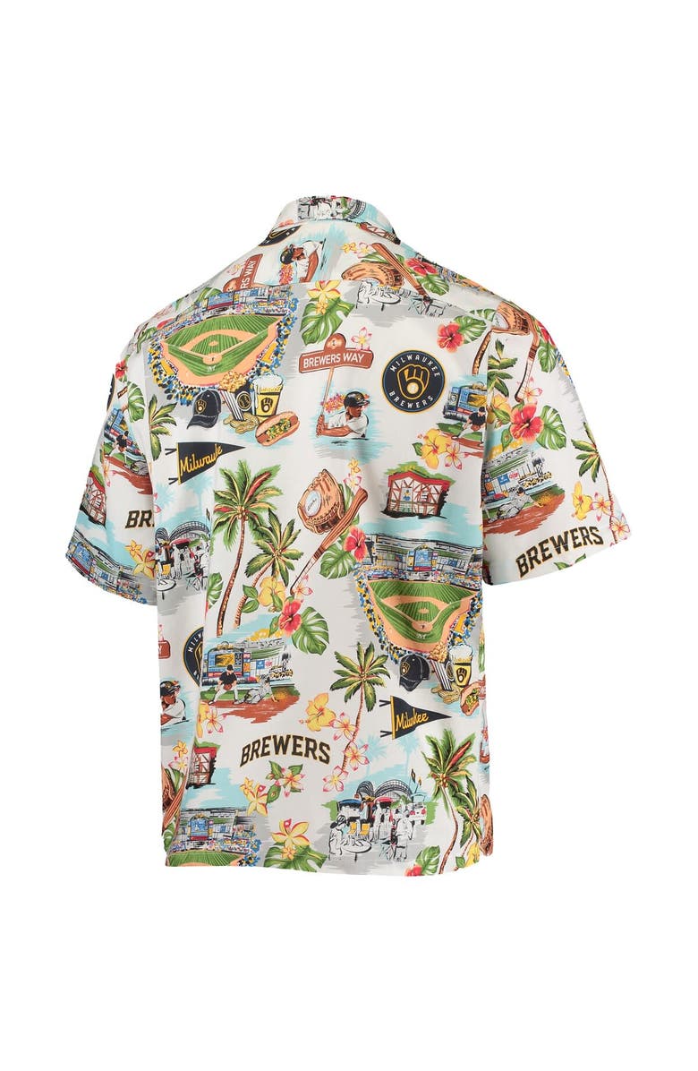 Reyn Spooner Men's Reyn Spooner White Milwaukee Brewers Scenic Button-Up Shirt, Alternate, color,
