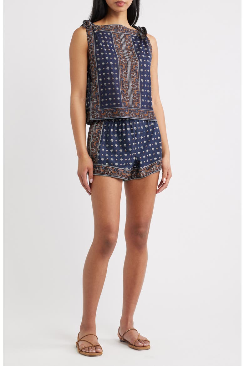 Amalia Print Tie Shoulder Sleeveless Top, Alternate, color, BLEU FOULARD DE LA MER