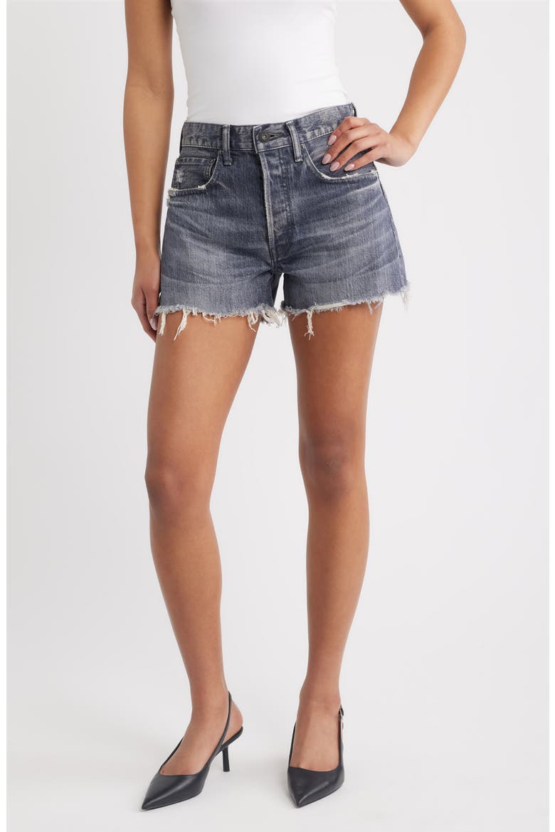 Glenview Cutoff High Waist Jeans Shorts, Main, color, LIGHT BLACK