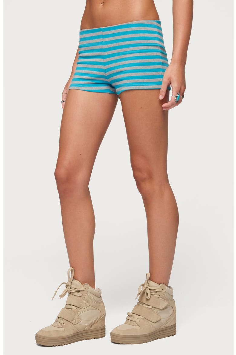 Isara Stripe Mini Shorts, Alternate, color, BLUE-AND-GRAY-MELANGE
