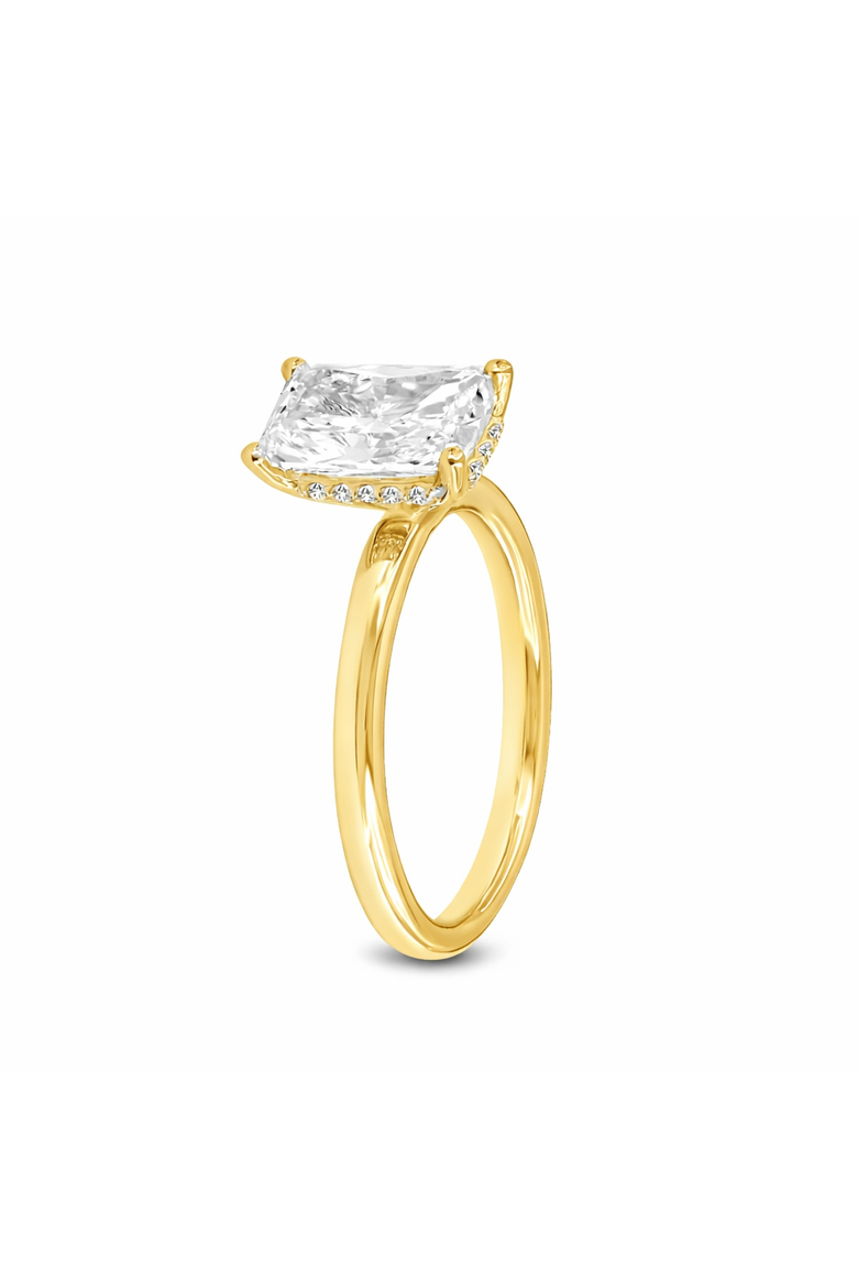 Eman 14K Gold Radiant Cut Lab Grown Diamond Hidden Halo Engagement Ring - 2.05 Ct, Alternate, color, 14K Yellow Gold