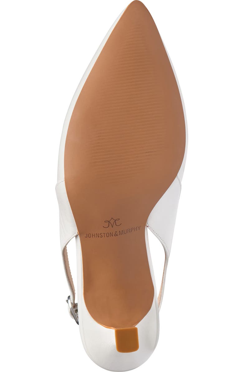 Johnston & Murphy Lindsey Slingback Pointed Toe Kitten Heel Pump, Alternate, color, White Glove Leather