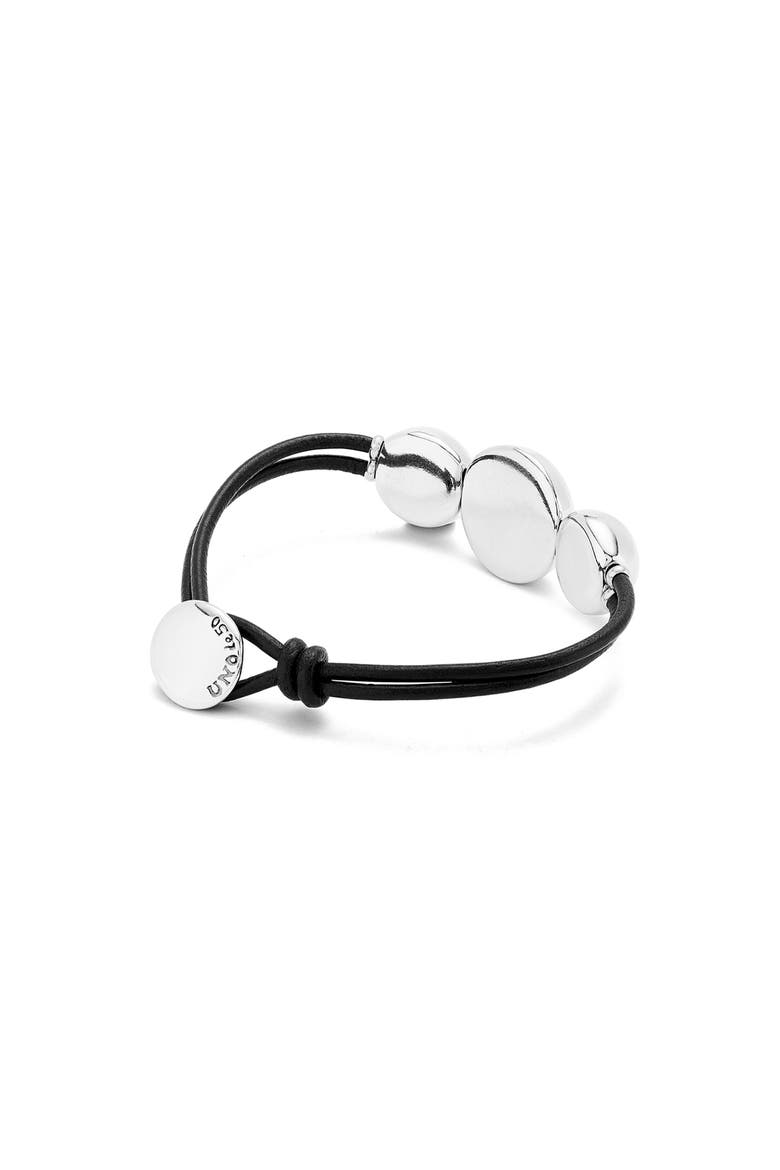 Sterling Silver-Plated Leather Strap with Three Large Central Balls, Alternate, color, Silver