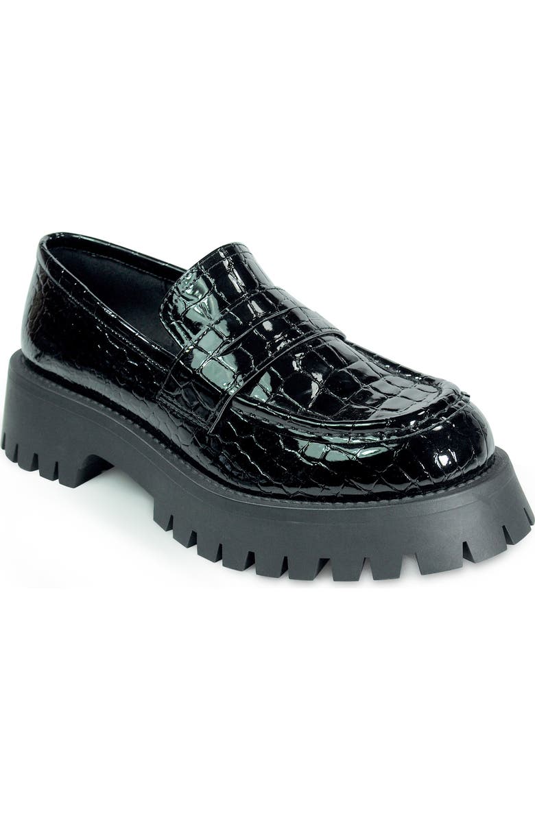 band of the free Lark Croc Embossed Platform Penny Loafer, Main, color,