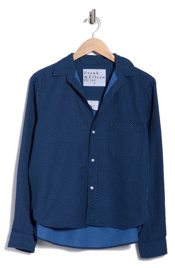 Frank & Eileen Silvio Untuckable Cotton Button-up Shirt In Blue
