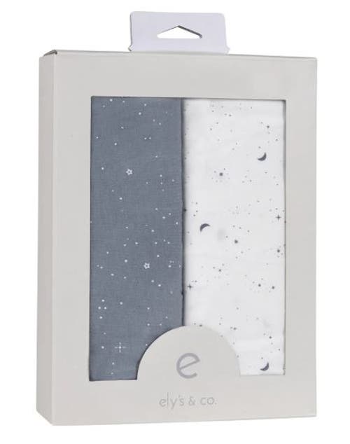 Crib Sheet Set Baby Fitted 2 Pack In Blue Celestial