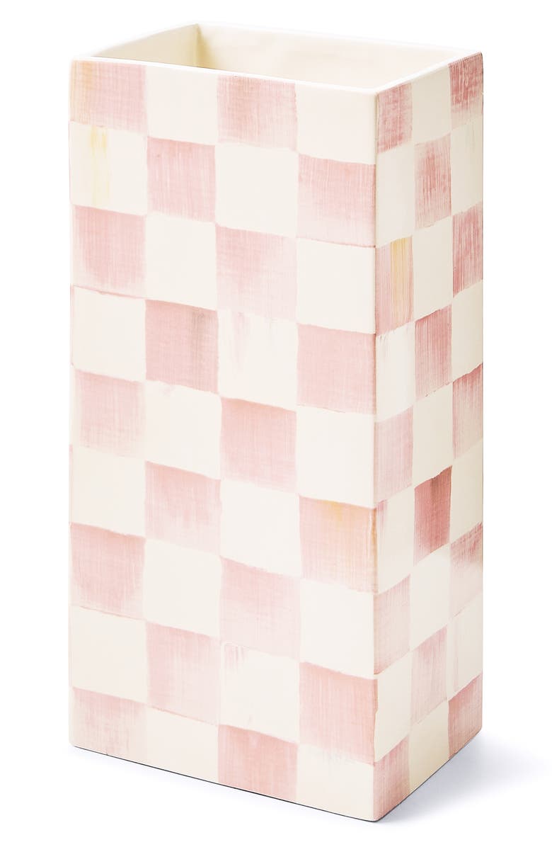 MACKENZIE CHILDS Rosy Check Pillar Vase, Alternate, color, Rosy